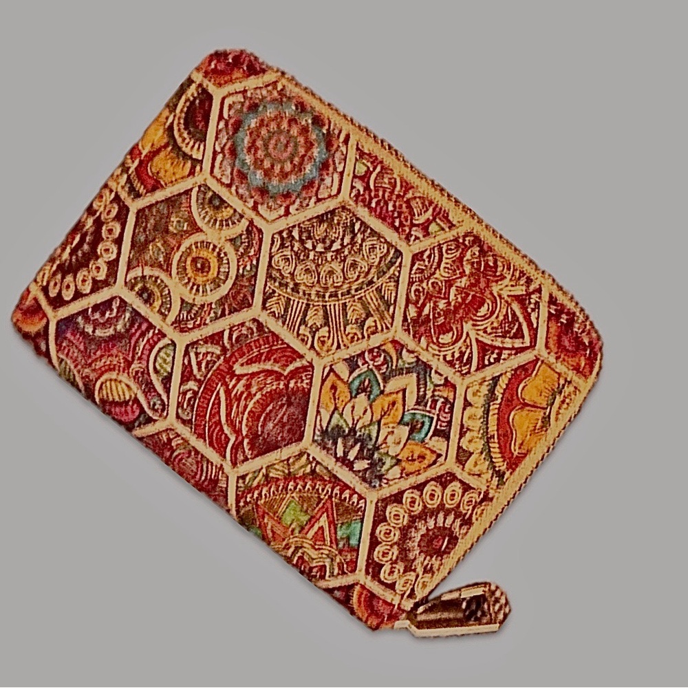 Source Unknown Vibrant Hexagonal Wallet In Red An… - image 1
